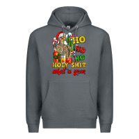 Rock Christmas ho ho ho holy shit what a year skeleton Premium Hoodie - AdoDesignShop