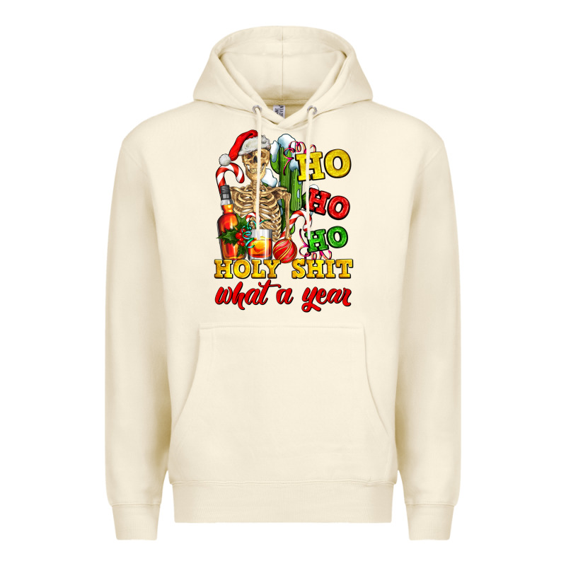 Christmas Ho Ho Ho Holy Shit What A Year Skeleton Premium Hoodie by AdoDesignShop | Teevron