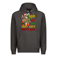 Smoke Christmas ho ho ho holy shit what a year skeleton Premium Hoodie - AdoDesignShop