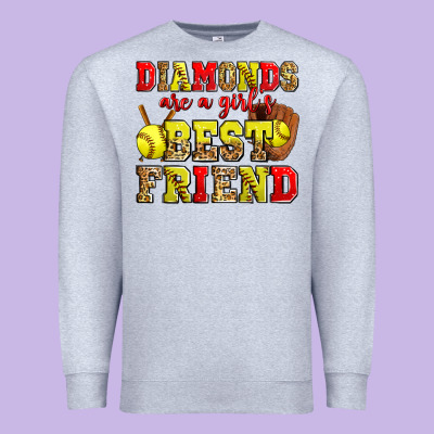Diamonds Are A Girl's Best Friend Softball Premium Sweatshirt Designed By Zillion Design Studio