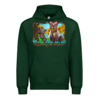 Forest Green mama bear sees all with sunflowers Urban Hoodie - Artiststas