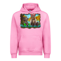 Fuchsia Pink mama bear sees all with sunflowers Urban Hoodie - Artiststas