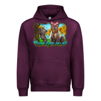 Mauve Wine mama bear sees all with sunflowers Urban Hoodie - Artiststas
