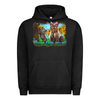 Pigment Black mama bear sees all with sunflowers Urban Hoodie - Artiststas