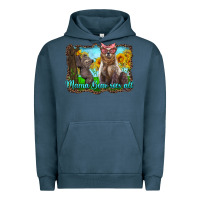 Pigment Midnight Navy mama bear sees all with sunflowers Urban Hoodie - Artiststas