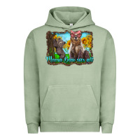 Pigment Oil Green mama bear sees all with sunflowers Urban Hoodie - Artiststas