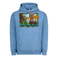 Pigment Pebble Blue mama bear sees all with sunflowers Urban Hoodie - Artiststas