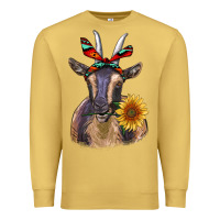 Antique Gold sunflower aztec ribbon goat Premium Sweatshirt - RanaPortraitStore