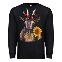 Black sunflower aztec ribbon goat Premium Sweatshirt - RanaPortraitStore