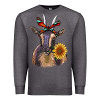 Charcoal Heather sunflower aztec ribbon goat Premium Sweatshirt - RanaPortraitStore