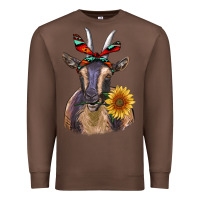 Chestnut sunflower aztec ribbon goat Premium Sweatshirt - RanaPortraitStore