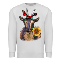 Dove Grey sunflower aztec ribbon goat Premium Sweatshirt - RanaPortraitStore