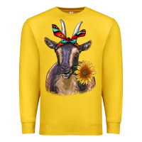 Lemon sunflower aztec ribbon goat Premium Sweatshirt - RanaPortraitStore