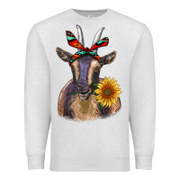 Oatmeal Heather sunflower aztec ribbon goat Premium Sweatshirt - RanaPortraitStore