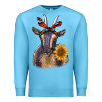 Ocean Blue sunflower aztec ribbon goat Premium Sweatshirt - RanaPortraitStore
