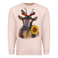 Pale Pink sunflower aztec ribbon goat Premium Sweatshirt - RanaPortraitStore