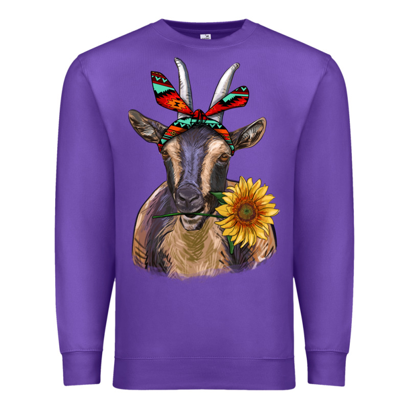 Sunflower Aztec Ribbon Goat Premium Sweatshirt by RanaPortraitStore | Teevron