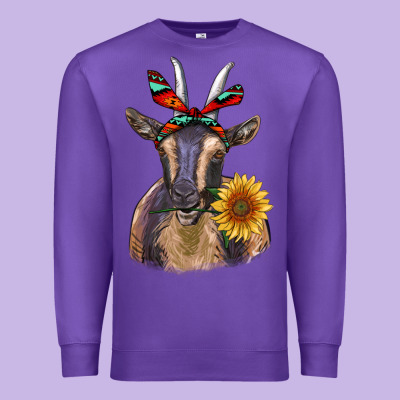 Sunflower Aztec Ribbon Goat Premium Sweatshirt Designed By Ranaportraitstore