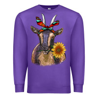 Purple sunflower aztec ribbon goat Premium Sweatshirt - RanaPortraitStore