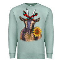 Seafoam sunflower aztec ribbon goat Premium Sweatshirt - RanaPortraitStore