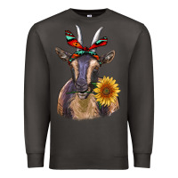 Smoke sunflower aztec ribbon goat Premium Sweatshirt - RanaPortraitStore