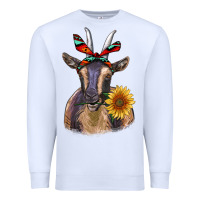 White sunflower aztec ribbon goat Premium Sweatshirt - RanaPortraitStore