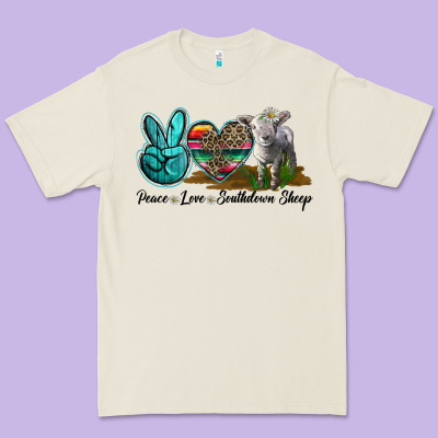 Peace Love Southdown Sheep Premium Tee Designed By Lillyallendesigns