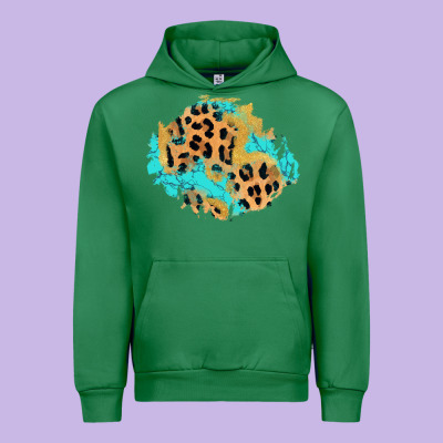 Glitter Leopard Turquoise Patch Urban Hoodie Designed By Adodesignshop