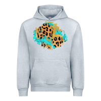 Heather Grey glitter leopard turquoise patch Urban Hoodie - AdoDesignShop