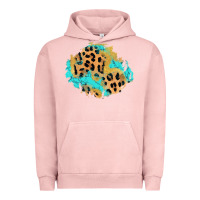 Pigment Salmon glitter leopard turquoise patch Urban Hoodie - AdoDesignShop