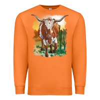 Carrot longhorn cow with desert background Premium Sweatshirt - RanaPortraitStore