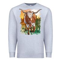 Heather Grey longhorn cow with desert background Premium Sweatshirt - RanaPortraitStore