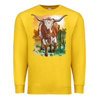 Lemon longhorn cow with desert background Premium Sweatshirt - RanaPortraitStore