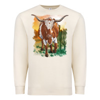 Sandshell longhorn cow with desert background Premium Sweatshirt - RanaPortraitStore