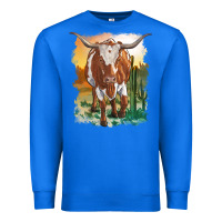 True Royal longhorn cow with desert background Premium Sweatshirt - RanaPortraitStore