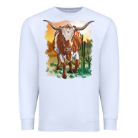 White longhorn cow with desert background Premium Sweatshirt - RanaPortraitStore