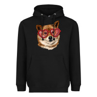 Black shiba inu with love glasses Heavyweight Hoodie - RanaPortraitStore