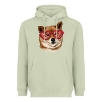 Matcha shiba inu with love glasses Heavyweight Hoodie - RanaPortraitStore