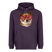 Plum shiba inu with love glasses Heavyweight Hoodie - RanaPortraitStore