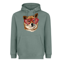 Sage shiba inu with love glasses Heavyweight Hoodie - RanaPortraitStore