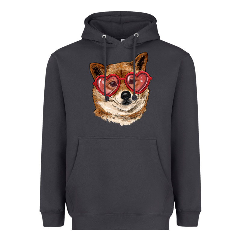 Shiba Inu With Love Glasses Heavyweight Hoodie by RanaPortraitStore | Teevron