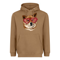 Toasted Coconut shiba inu with love glasses Heavyweight Hoodie - RanaPortraitStore