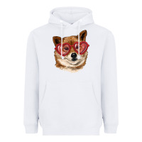 White shiba inu with love glasses Heavyweight Hoodie - RanaPortraitStore