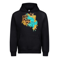 Black glitter leopard turquoise patch Urban Hoodie - AdoDesignShop