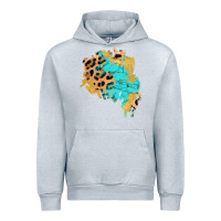 Heather Grey glitter leopard turquoise patch Urban Hoodie - AdoDesignShop