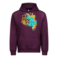 Mauve Wine glitter leopard turquoise patch Urban Hoodie - AdoDesignShop
