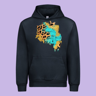 Glitter Leopard Turquoise Patch Urban Hoodie Designed By Adodesignshop