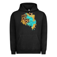 Pigment Black glitter leopard turquoise patch Urban Hoodie - AdoDesignShop