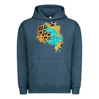 Pigment Midnight Navy glitter leopard turquoise patch Urban Hoodie - AdoDesignShop
