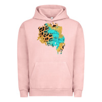 Pigment Salmon glitter leopard turquoise patch Urban Hoodie - AdoDesignShop